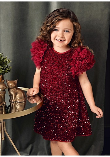 Mayoral Abel&lula Kız Çocuk Pullu Şık Elbise Kırmızı