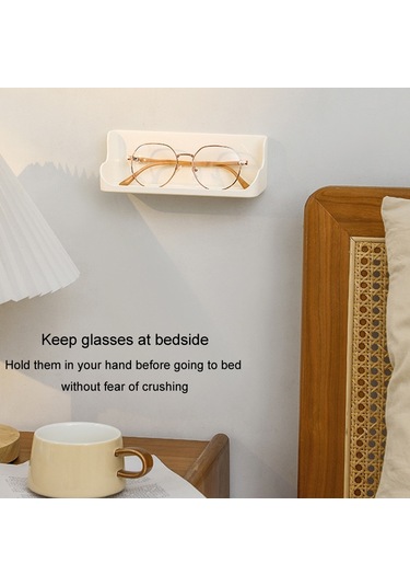 Sones Duvara Monteli Delinmeyen Yatak Başı Gözlük Saklama Kutusu Banyo Tuvalet Malzemeleri Drenaj Rafı Beyaz