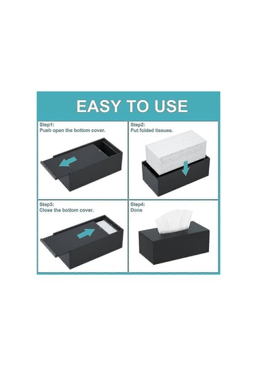 Kozmetik Mendil Kutusu, 20.013.09.0 Cm Akrilik Mendil Kutusu Yemek Odası, Banyo, Yatak Odası, Araba, Ofis İçin Manyetik Kapaklı Mendil Kutusu - Mat Siyah/yy
