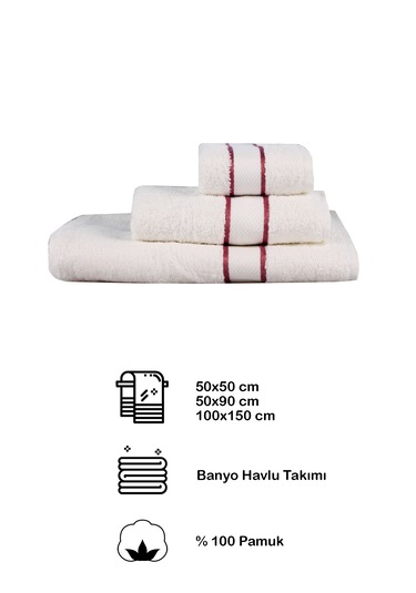 Jakarlı Banyo Havlu Seti Beyaz
