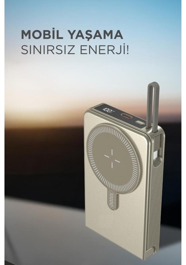 1019 10000 Mah Magsafe Kablosuz Type-c 22,5 W Hızlı Şarj Powerbank Siyah