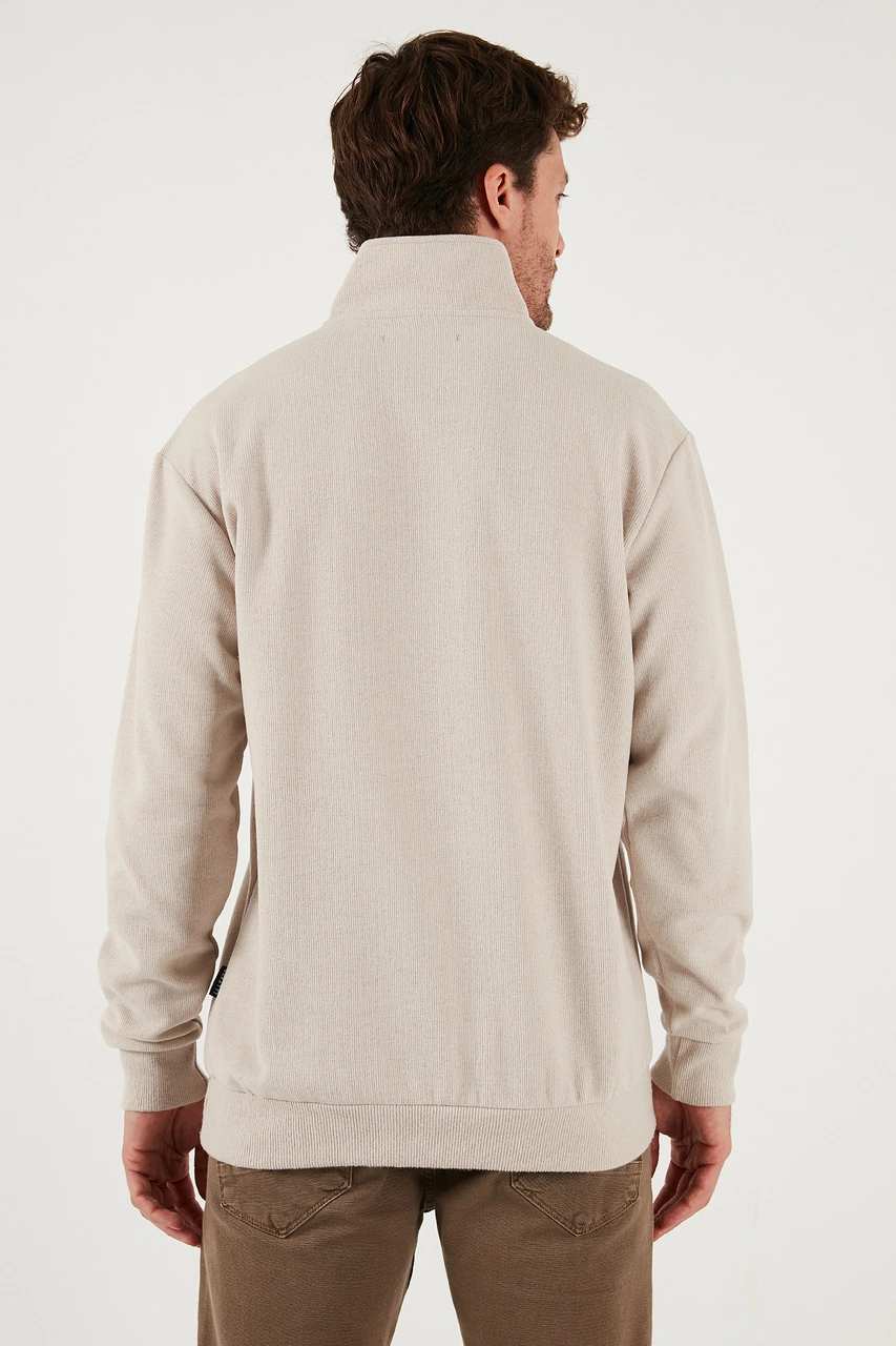 Buratti Pamuklu Regular Fit Yarım Fermuarlı Dik Yaka 2'Li Paket Erkek Kazak 456112S2 Bej-Haki