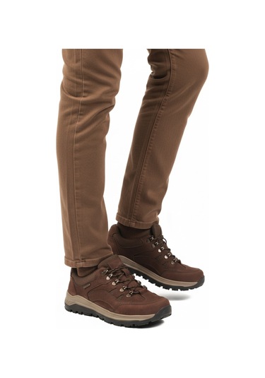 Kahve Hakiki Deri Kaymaz Su İtici Erkek Outdoor Ayakkabı 2341 M Kahverengi