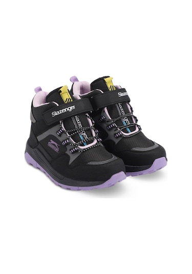 Slazenger KENZIE Çocuk Cırt Cırtlı Siyah / Mor Bot