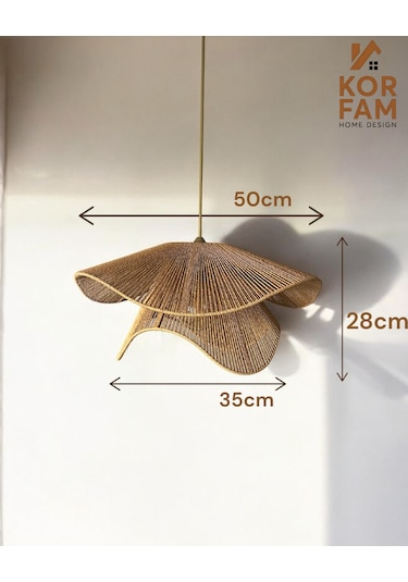 Breeze Modeli - Hasır El Yapımı Bohem Asimetrik Şekilli Rustik Avize - Kahverengi Kahverengi