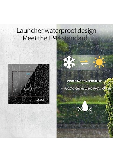 Cacazı H10 1 Pilsiz 1 Kablosuz Akıllı Kapı Zili İçin, Fiş: Ab Fişi Siyah