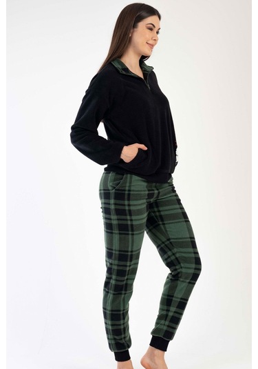 Kadın Uzun Kol Polar Siyah Pijama Takımı C3t0n3o020 001