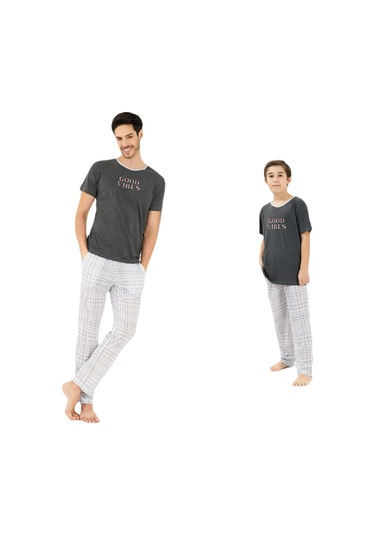 Yeni İnci Baba Oğul 2 Çift Viskon Pijama Takım 839 341 001