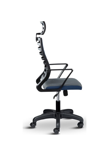 Rigel Başlıklı Ev Ve Ofis Koltuğu Çalışma Koltuğu Gri Mavi