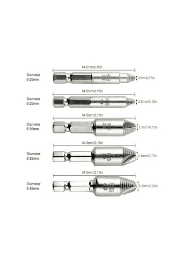 Tangshopping Gr 5 Adet Hasarlı Vida Çıkarıcı Kaldırma Seti 5 Boyutları Güçlü Kavrama Vidaları Cıvata Özü Matkap Ucu Araçları