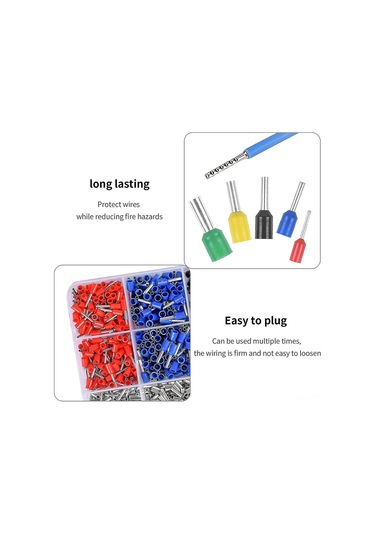 Kosona 1640 Adet Bakır Terminals Seti: 590 Isole + 1050 Isolütsüz Klempler, Elektrik Projeleri İçin Güvenilir Bağlantı, Ac/dc Uyumlu