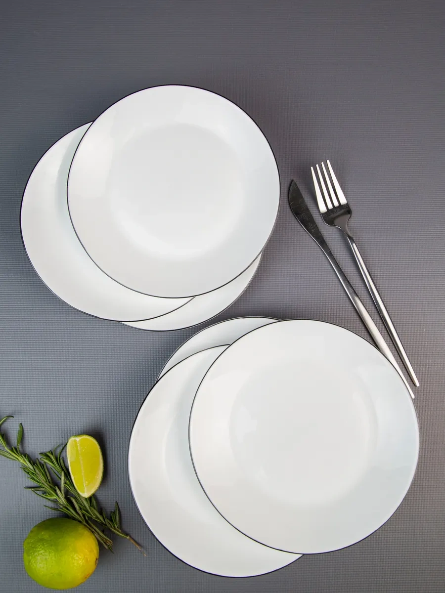 Olaff Lux Tabak Seti 6 Adet Düz 18 Cm 323373132 Beyaz