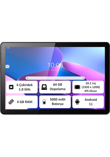Lenovo Tab M10 ZAAE0012TR T610 4 GB 64 GB 10.1" Tablet