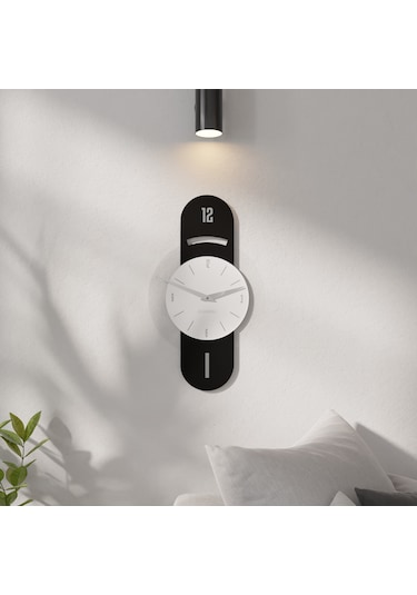 Dekoratif Şeffaf Pleksili Lüx Duvar Saati Siyah Beyaz