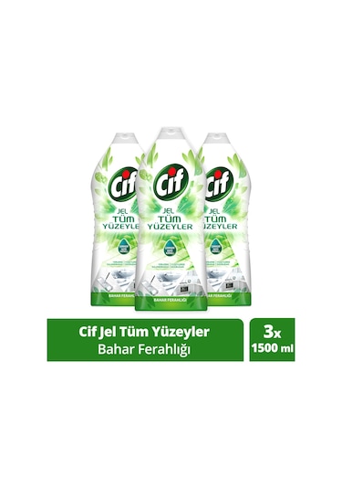 Cif Jel Yüzey Temizleyici Tüm Yüzeyler Bahar Ferahlığı 3 x 1500 ML