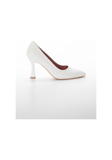Cilt İnce Topuk Beyaz Kadın Stiletto-2105-Beyaz