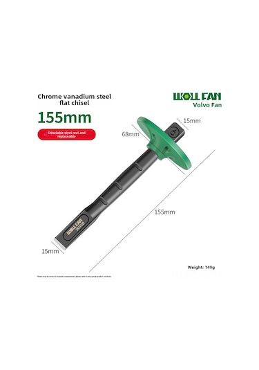 Symbee Endüstriyel Sınıf Krom Vanadyum Çelik Blokta Dikme: Seramik, Taş Kesim İçin Sert Malzeme Uygulamalı, 6" Siyah Oksitlenmiş Düz Uçlu El Aleti