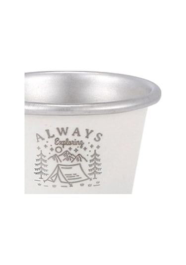 Pazly Kamp Kahve Kupa Bira Paslanmaz Çelik İçecek Süt Beyazı Bardak Beyaz