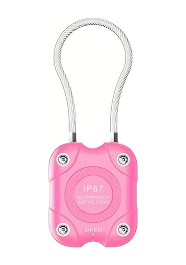 Elmpaly Pembe Tel Kablolu Airtag Kılıfı Güvenli Kilitli Anahtarlık Çanta Araç