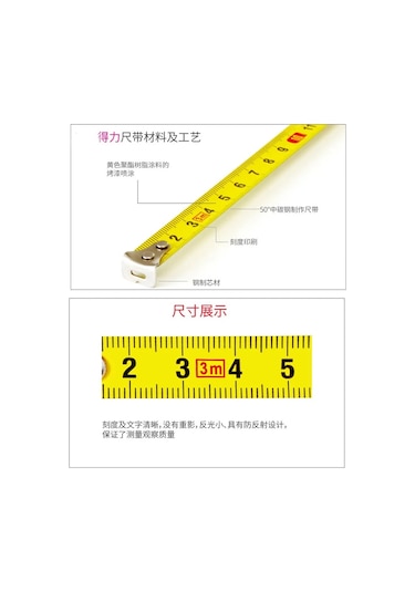 Güçlü Ve Hafif Tasarımlı 3m-ağaç İşleme Ölçüm Aletleri 2m 3m 5m Seçenekleri Mevcut Mezura Geri Çekilebilir