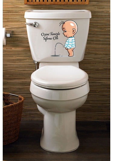 Çişini Temizle Sifonu Çek Temalı Klozet Sticker
