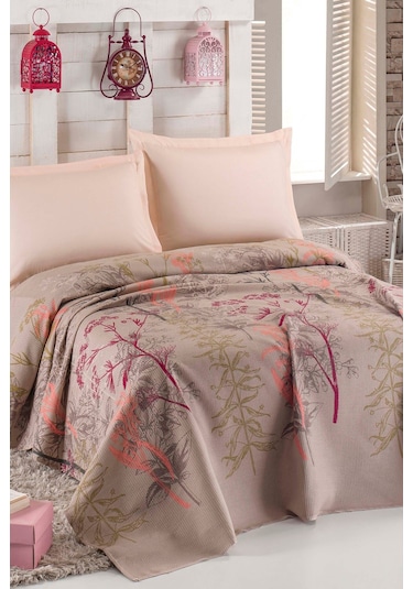 Doğal Pike Baskılı Battal 230x220cm Urla Bej Bej