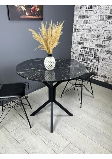 Saray Siyahmermer Yuvarlak Mutfak Masası Yemek Masa Balkon Masa Metal Siyah Ayak 80 Cm Saray Siyahmermer Yuvarlak Mutfak Masası Yemek Masa Balkon Masa Metal Siyah Ayak 80 Cm