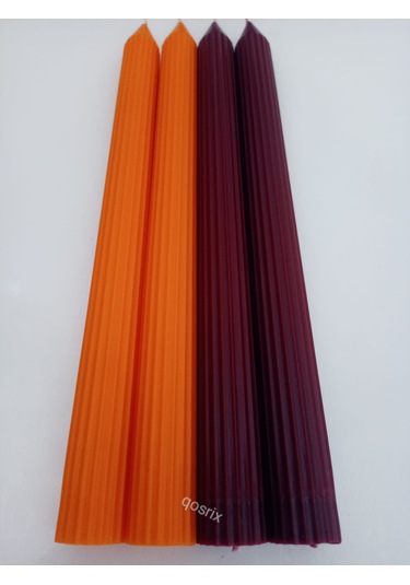 Yılbaşı Özel Serisi 4'lü Turuncu Bordo Şamdan Doğal Soya Mumu