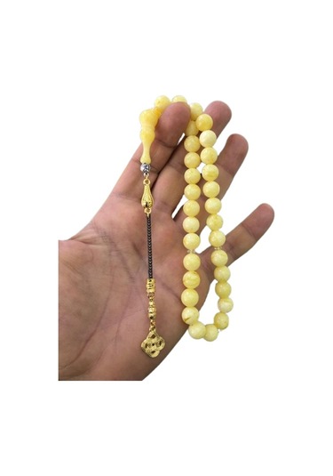 Sultan Telkari Küre Model Beyrut Damlası Kehribar Tespih Sarı