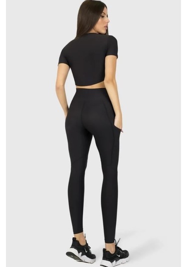 Superstacy İki Beden İnceltici Toparlıyıcı Ultra Yüksel Bel Korse Cepli Sportayt SiYAH