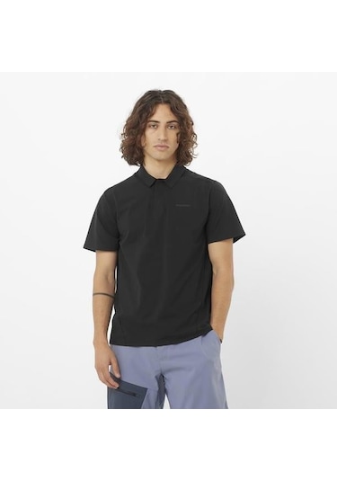Salomon Trackline Polo M Erkek T-shirt-29845 Siyah