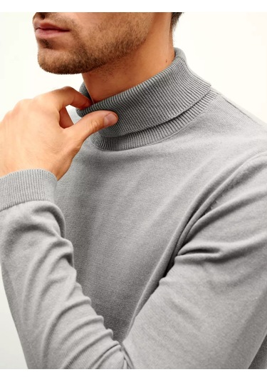 Modify İnce Temel Pamuklu Balıkçı Yaka Kazak 181382949 Gri