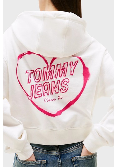 Tommy Jeans Bayan Sweat Dw0dw21408 Ybl Beyaz Beyaz
