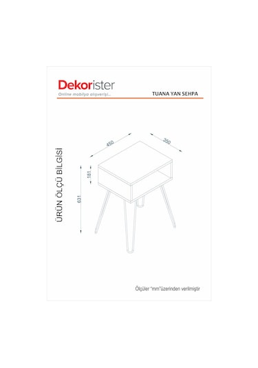 Dekorister Tuana Metal Ayaklı Yan Sehpa Ceviz