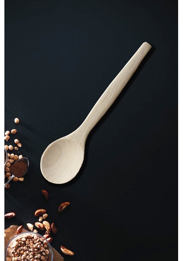 Standlı Ahşap Tahta Kaşık Servis Sunum Ahşap Doğal Ağaç 5 Parça