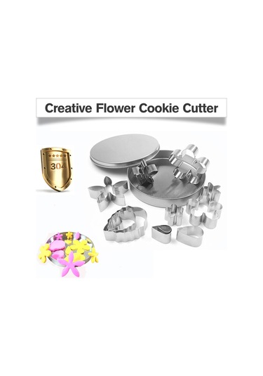 Qingmipy 12 Parça Paslanmaz Çelik Kurabiye Kalıbı Seti - Çiçek, Yaprak Şekilli - Çocuklar İçin Eğlenceli Pişirme Aletleri Çok Renkli