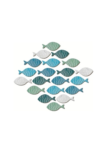 Qingmipy 20 Adet Ahşap Deniz Stili Balık Figürlü Duvar Dekoru Seti - Akdeniz Tarzı Duvar Asmaları
