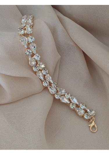 Eva Takı Store Geometrik Damla Çiçek Model Gold Renk Bileklik Altın