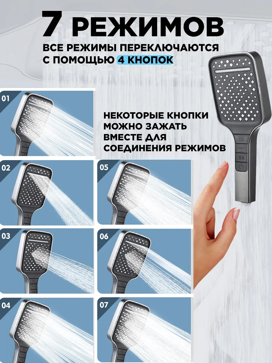 Menko 7 Modlu Duş Başlığı 443507743 Koyu Gri