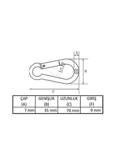 Galvanizli Karabina, 7 Mm, Askı, Çengel, Kanca, Anahtarlık