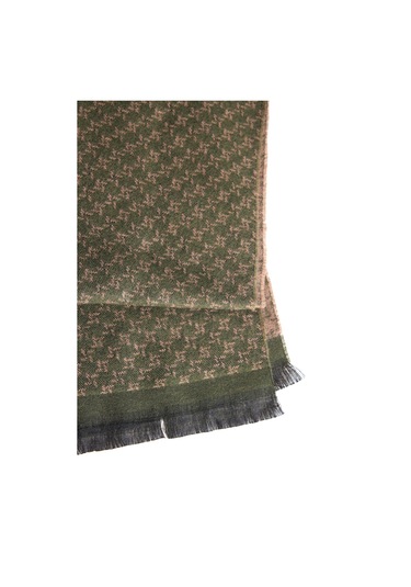 Erkek Yesıl Bej Desenli Standart Fit Atkı Yesıl Bej