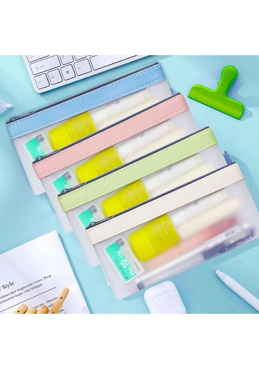 Styles Şeffaf Kalem Kutusu, Basit Moda Kalem Kutusu, Su Geçirmez Taşınabilir Kozmetik Çantası, Yetişkin Kırtasiye Malzemeleri, Kağıt Torba Diğer