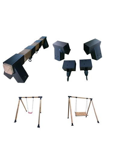 Salıncak Elemanları Demir Bağlantı 8x8cm Kancalar Hamak Bahçe Siyah