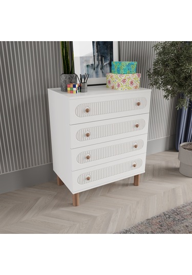 Mila 4 Çekmeceli Şifonyer - Mdf Kapak Beyaz