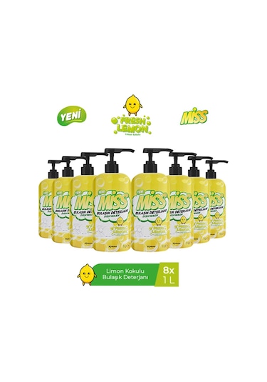 Miss Bulaşık Deterjanı Limon 8 x 1 L
