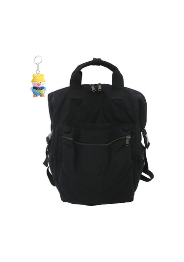 Gençler İçin Şık Ve Fonksiyonel Sırt Çantası - Üniversite Ve Okul Kullanımına Uygun Pliseli Tuval Çanta Siyah