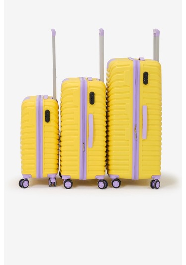3'lü Set Silikon Kırılmaz Pp Unisex Sarı Lila Valiz Pwvlz005 Sarı Lila