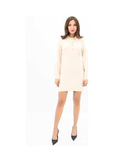 Koza Butik Kadın Gold Düğme Detaylı Elbise 5209-24 001