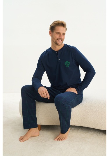 Erkek Uzun Kol Lacivert Pijama Takım C3t1n5o9 001