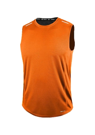 Erkek Nem Emici Hızlı Kuruma Atletik Teknik Performans Sporcu Sıfır Kol T-shirt Drıfıt-sıfırkol Turuncu